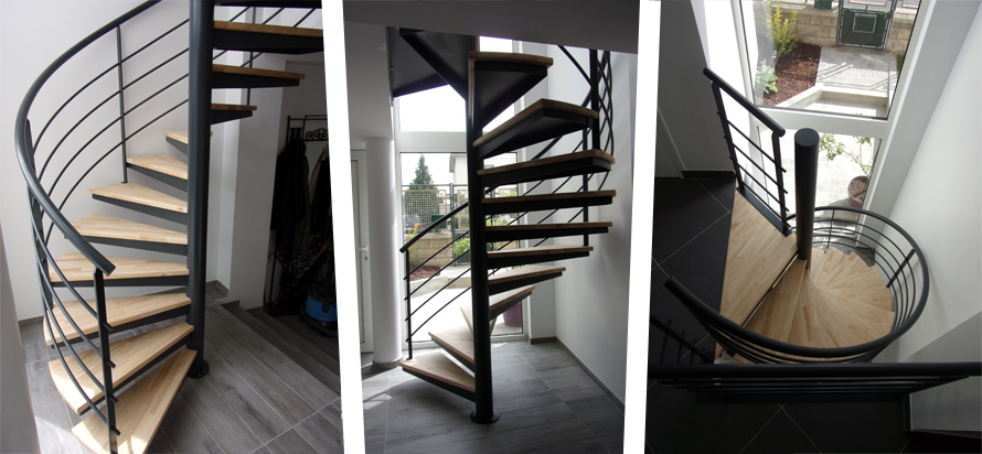 Escalier hélicoïdal avec marche bois